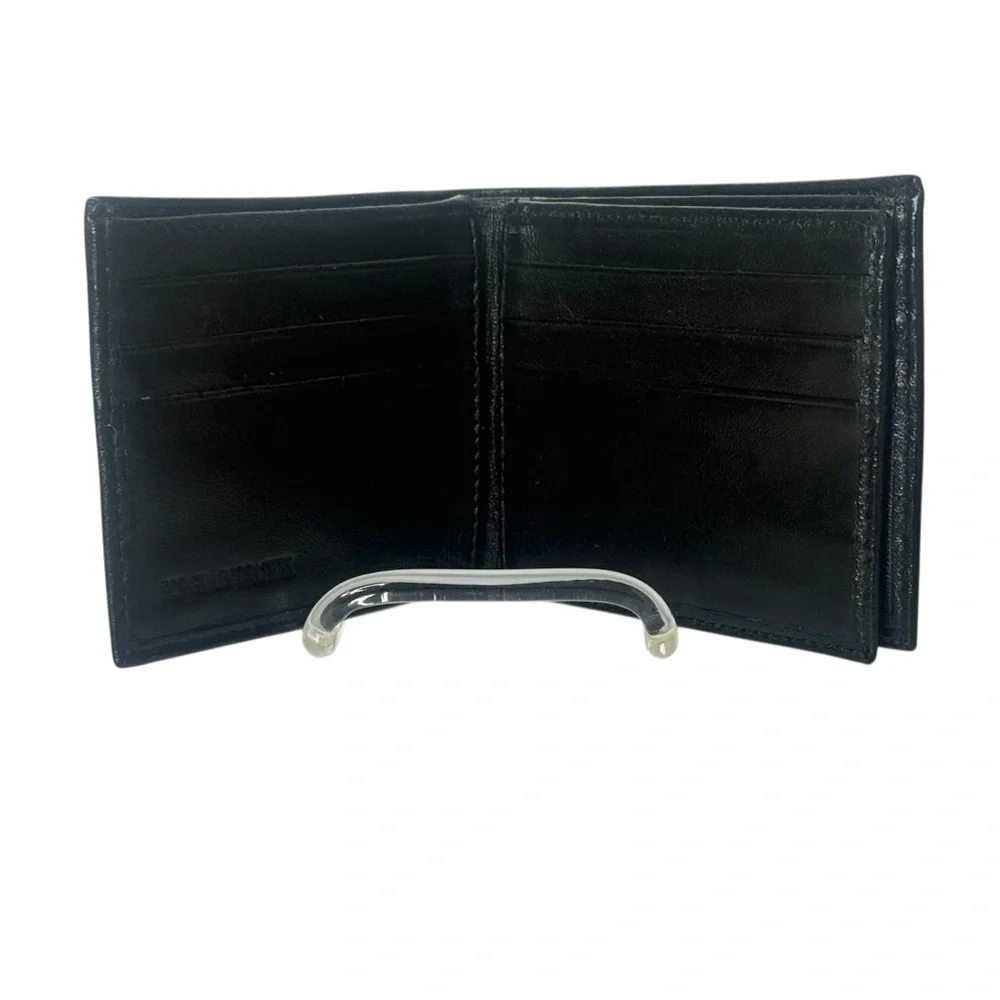 Men's Black‎ Leather Bifold Wallet Multiple Card Slots 2 Bill Holders